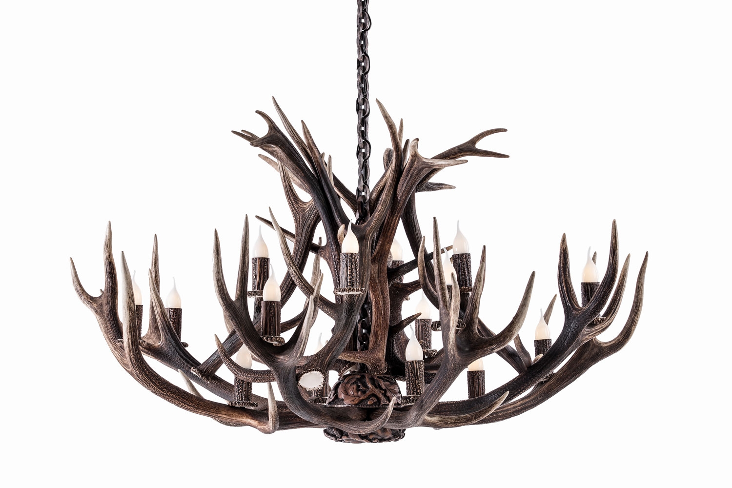 1-Tier Red Deer Chandelier - Medium