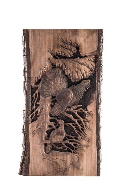 Wood carving black Cock (shallow)